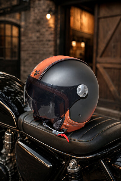 yyk Yarım Açık Siyah Vizör Motosiklet Scooter Kask
