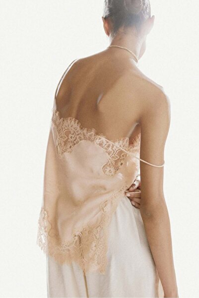 H&M Lace-trimmed jacquard-weave top
