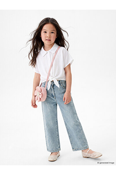 LC Waikiki Nevavm Wideleg Stone Embroidered Girls' Jean Pants with a Difference