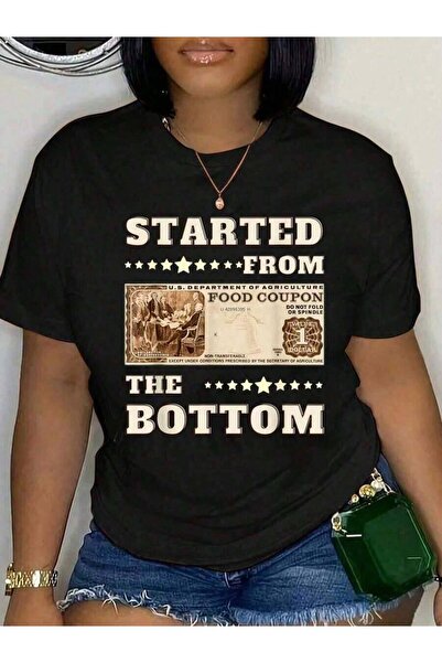 4CR تي شيرت Started From Bottom Food Stamp Coupon Stars للجنسين، تي شيرت كلاس...