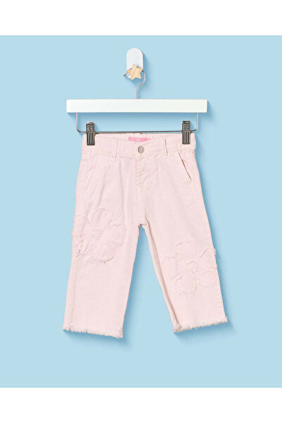 REDTAG Infant Girls Pink Flower Patch Jeans