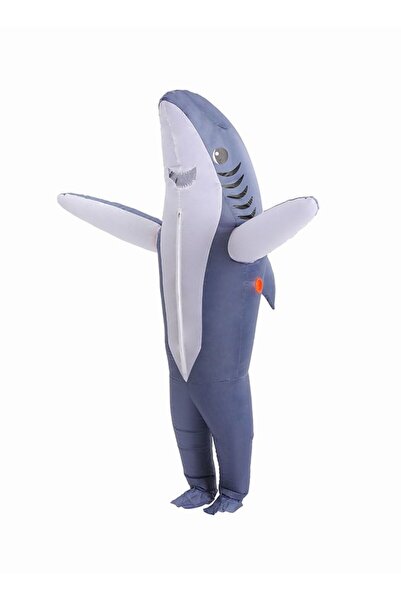 Generic Inflatable Shark Costume for Adults - Grey Blow Up Shark Onesie with ...