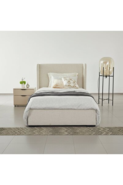 Roots Furniture سرير مبطن بلون البيج من بيسكي