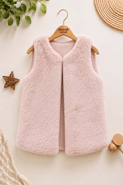 dinamik çocuk Girl's Plush Vest Soft Textured Winter Stylish Fur-Looking 2-5 ...