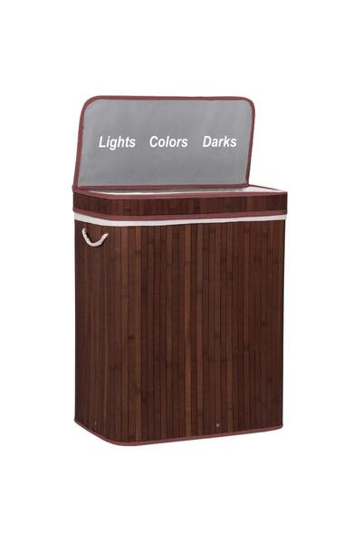 RADIONAT , Laundry basket with lid and 3 compartments, removable textile bag,...