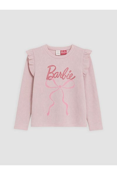 LC Waikiki LCW Kids Pembe Fırfırlı Barbie Baskılı Kız Çocuk Tişört
