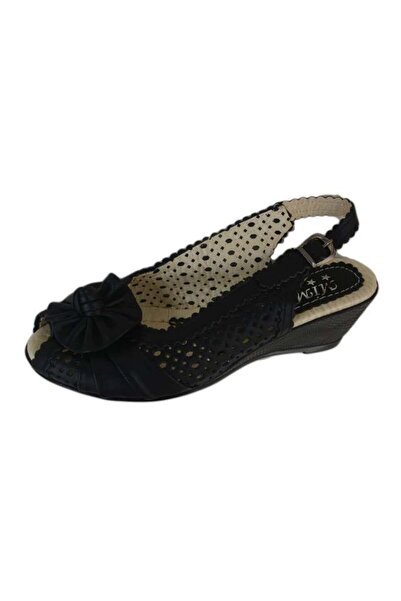 OEM Sanda neagra din piele naturala, cu varf rotund usor decupat