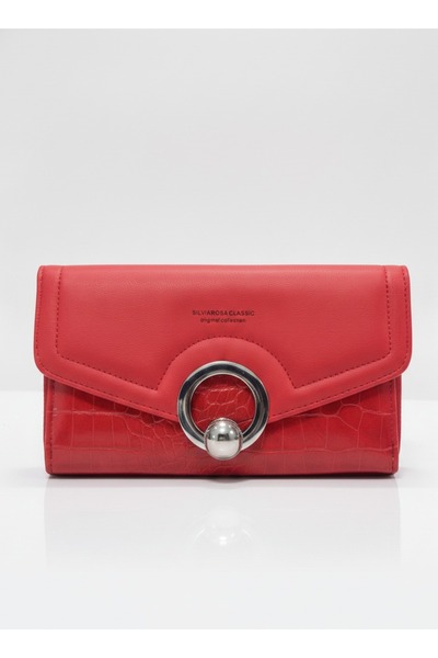 SilviaRosa Women's Crossbody Wallet Bag Eco Leather 20x12x5cm Croco Red Ball ...