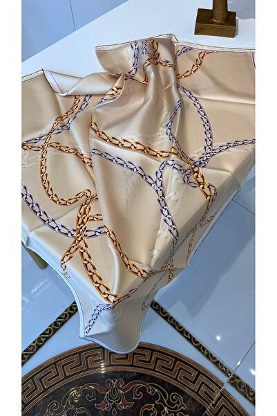 Sisley وشاح حرير تويل 100% من نيو سيزون، مقاس 90x90 سم، منقوش بملمس فاخر