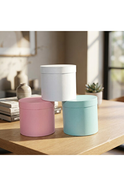 KERİBOX 18x17 cm Metalik KAĞIT SERT MUKAVA Silindir Kutu Seti | Orta Boy Hedi...