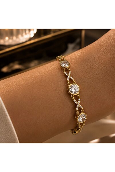XUPING JEWELRY سوار ذهبي مرصع بحجر الزركون بتفاصيل لا نهائية - سوار Xuping - ...