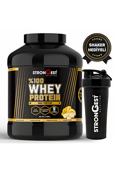 STRONGEST Whey Protein 2400gr 80 Servis Muz Aromalı %100 Protein Tozu