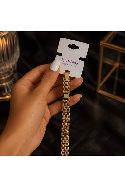 XUPING JEWELRY Stylish Bracelet with Gold Zircon Stone - Xuping Bracelet with a Tag Appearance -16Cm(+3Cm Extension)