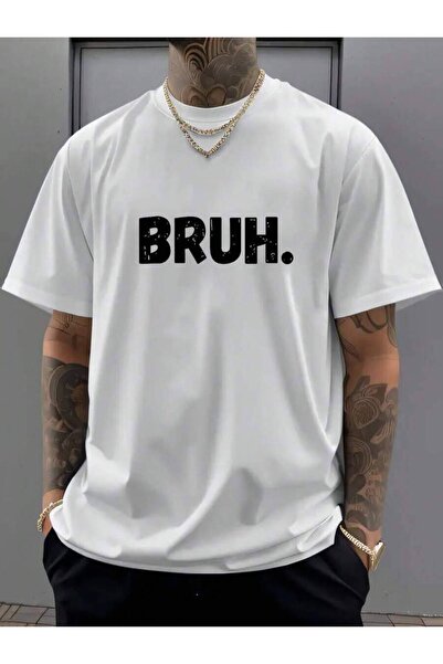 21JNRY Men'S Loose-Fitting T-Shirt Featuring BRUH Design - Relaxed Short Slee...
