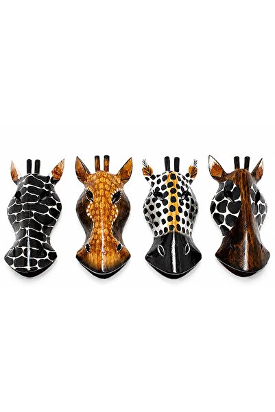 XTRIKE ME Ahşap Dekoratif Duvar Dekorasyon Zebra Mask Duvar Objesi ve Etnik Duvar Süs 1 adet Karışık Renk 20 Cm