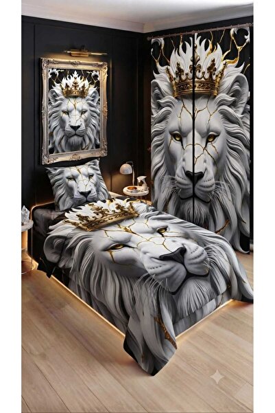 Elmas Dizayn 280*240 سم. طقم غرفة نوم بتصميم خاص مع ستارة، غطاء لحاف فردي، طق...