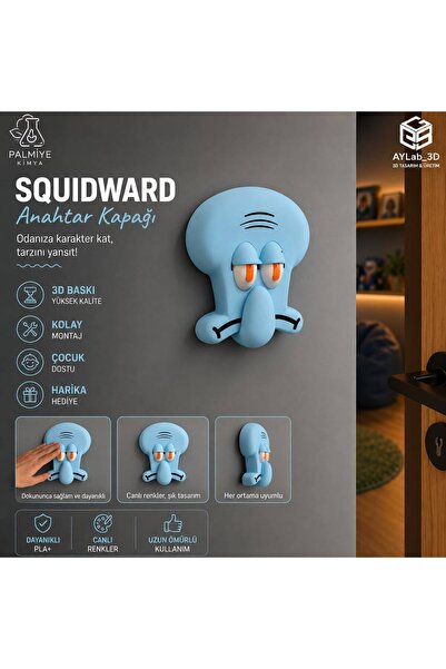Sünger Bob Squidward Işık Anahtarı Kapağı || Gözleri Hareketli Işık Açma Kapama Aparatı | Baskı Dekoratif Lamba Kapağı