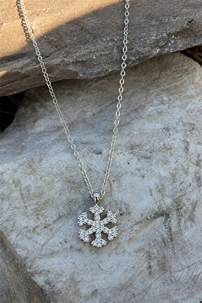 TAKIPORT Silver Color Zircon Stone Snowflake Figured Women's Necklace