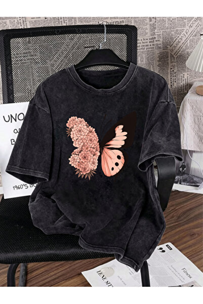 HOFFNUNG Unisex Oversize Vintage Washed Street Style Μόδα του δρόμου Βαμβακερ...