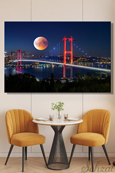 Şehzat Yatay Kanvas Duvar Tablosu Tekli Salon Mutfak Ofis İstanbul Boğazı 17 ...