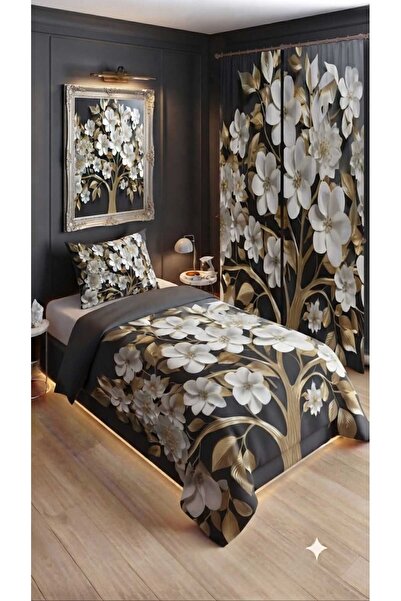 Elmas Dizayn 280*240 Cm. Special Design Single Bedding Set with Background Cu...