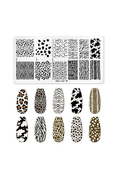 aba nails Leopar ve Zebra Dizayn Nail Art Stamping Baskı Plakası CY-065