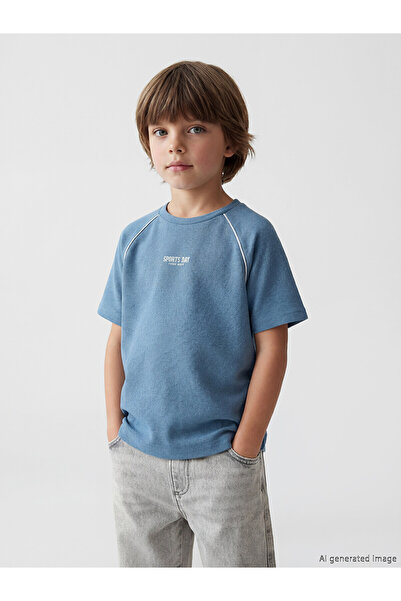 LC Waikiki Original Oval Collar Printed Boy's T-Shirt