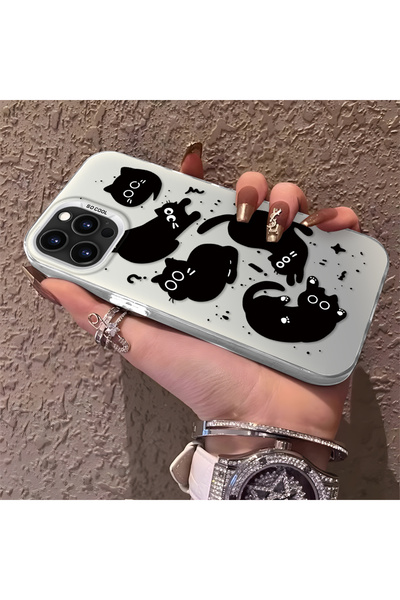 CHICASELUX iPhone 15 Pro Compatible High-Quality Fun Black Cat Printed Case, ...