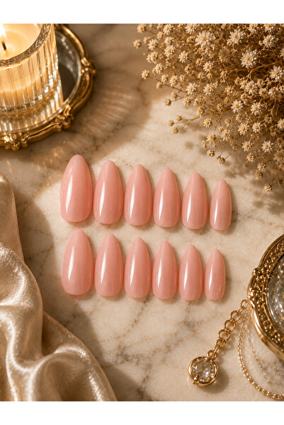 Soft Blush Cat Eye Press-On Nails – Pudra Pembe Kedi Gözü Takma Tırnak