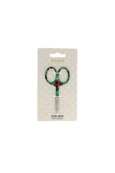 Bohin Foarfecă de broderie 9 cm verde cu trandafiri