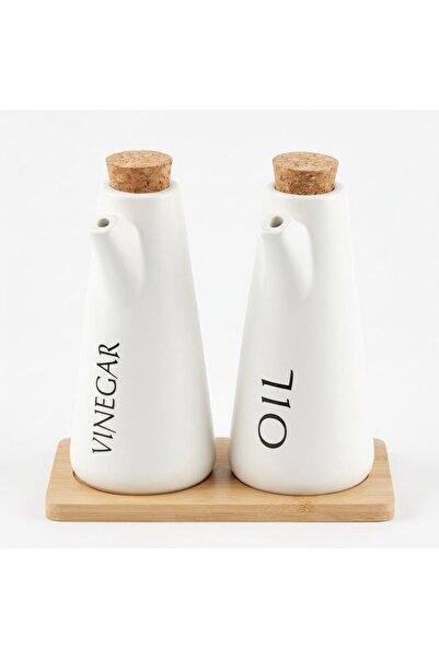 AKDC Ceramic Oil & Vinegar Bottle Set with Tray 16 cm