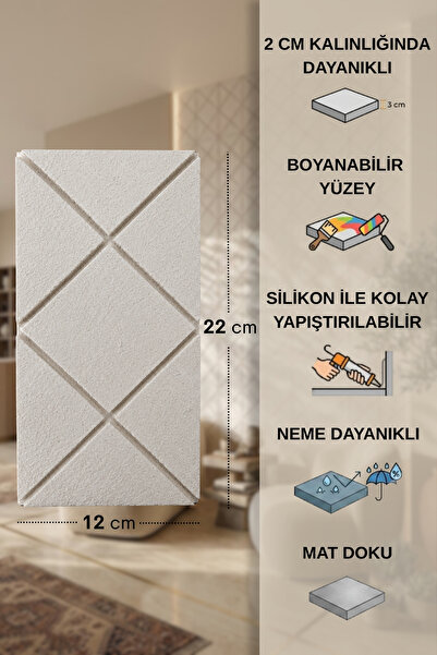 Cuale Design Dikdörtgen Dekoratif Baklava Dilimli Beton Duvar Karo - Kolay Uy...
