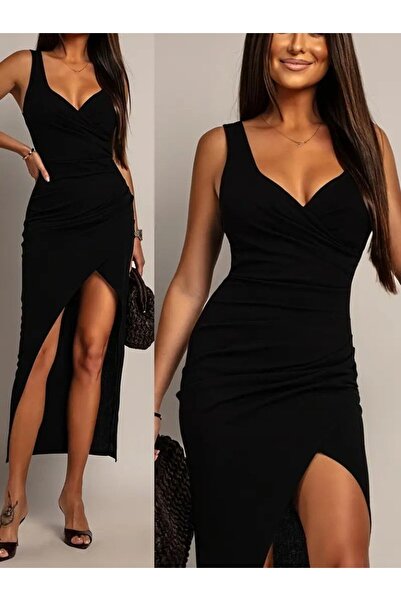 UFC 1985 TOP BRAND Women's asymmetrical hem long dress with straps, crossover...