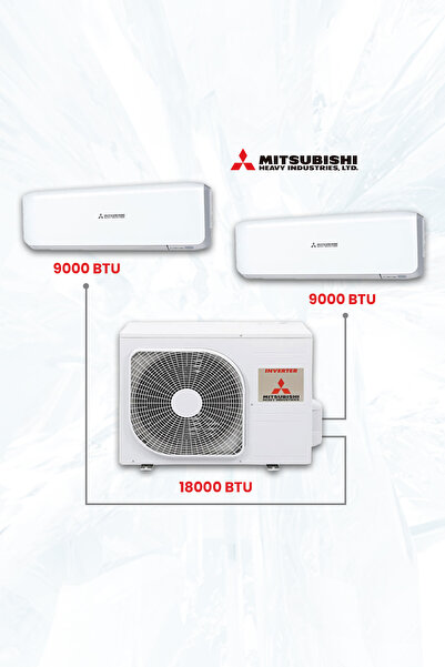 Mitsubishi Premium Multi Klima Sistemi İki Oda 9000 BTU + 9000 BTU İÇ 18000 DIŞ