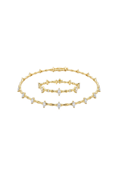 Charmist Çelik Özel Seri Markiz Esnek Choker ve Bileklik Set