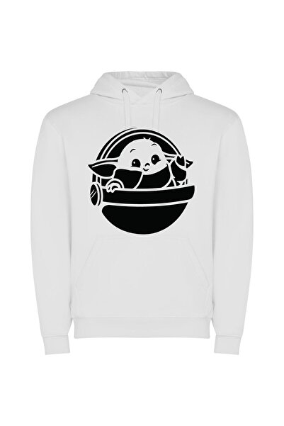 iLovePrints Bowl Baby Yoda Delight Φούτερ με κουκούλα σε χρώμα Λευκό