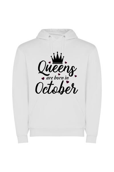 iLovePrints October's Regal Reign Φούτερ με κουκούλα σε χρώμα Λευκό