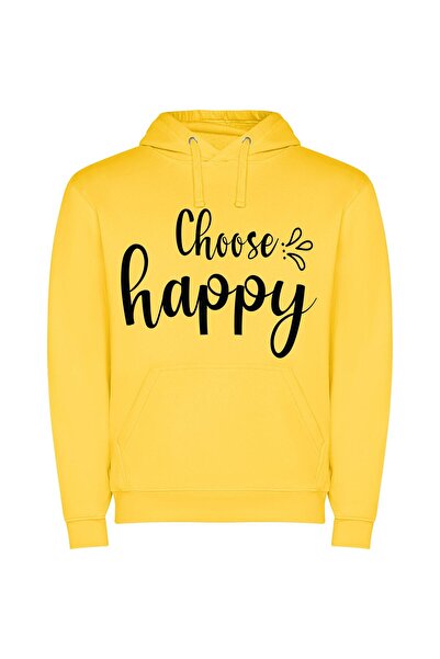 iLovePrints Happy Sign: Pure Joy Φούτερ με κουκούλα σε χρώμα Κίτρινο
