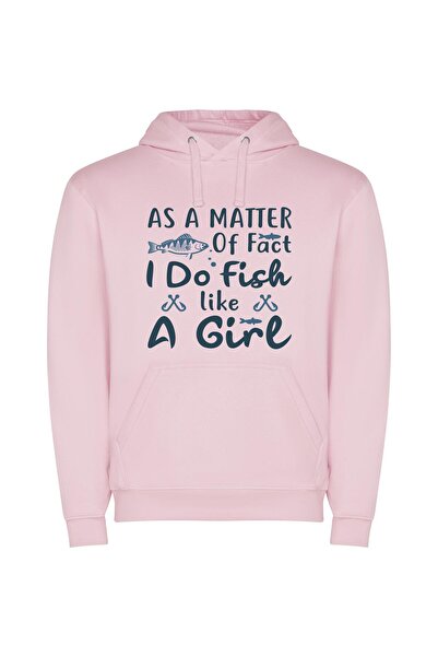 iLovePrints Girls Hooked on Fishing Φούτερ με κουκούλα σε χρώμα Ροζ