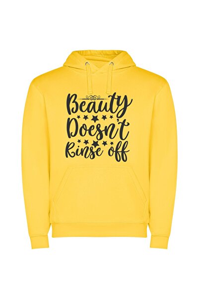 iLovePrints Elegant Noir Typography Φούτερ με κουκούλα σε χρώμα Κίτρινο
