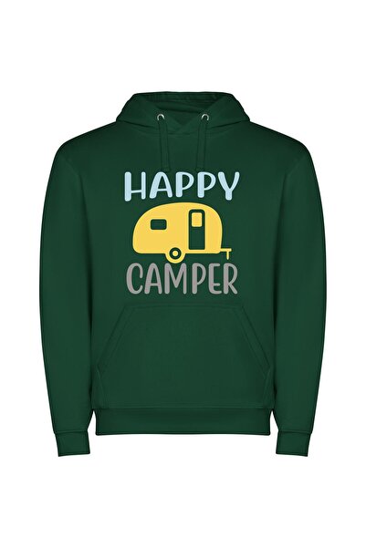 iLovePrints Cheerful Camper Mobile Φούτερ με κουκούλα σε χρώμα Πράσινο