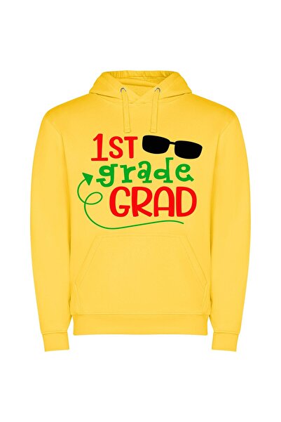 iLovePrints Grad's Sign and Kids Φούτερ με κουκούλα σε χρώμα Κίτρινο