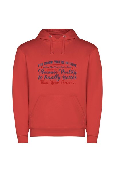 iLovePrints Dreams Turned Reality Φούτερ με κουκούλα σε χρώμα Κόκκινο
