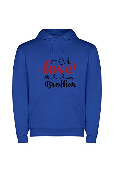 iLovePrints Fraternal Love: Red & Black Φούτερ με κουκούλα σε χρώμα Μπλε