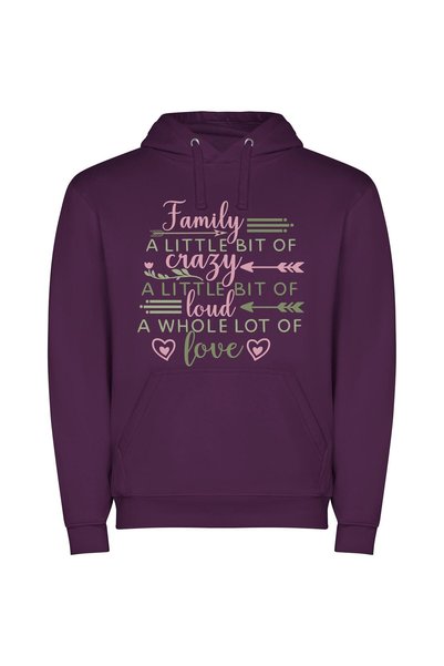 iLovePrints Endearing Crazy Love Φούτερ με κουκούλα σε χρώμα Μωβ