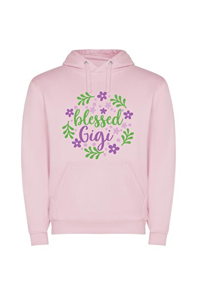 iLovePrints Glorious Gigachad's Floral Blessing Φούτερ με κουκούλα σε χρώμα Ροζ