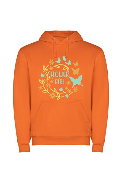 iLovePrints Butterfly Bloom Magic Φούτερ με κουκούλα σε χρώμα Πορτοκαλί