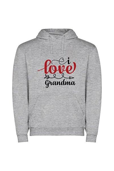 iLovePrints Love for Grandma's Letters Φούτερ με κουκούλα σε χρώμα Γκρι