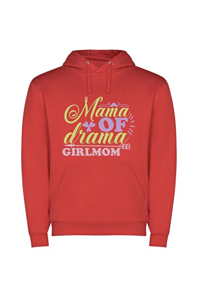 iLovePrints Grandma's High Drama Φούτερ με κουκούλα σε χρώμα Κόκκινο