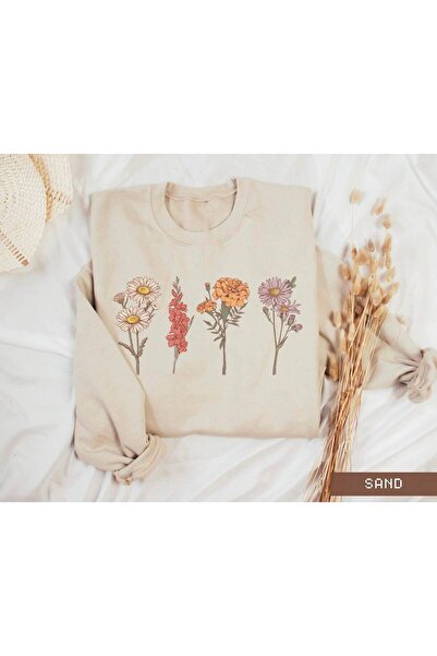 herkesemoda Hanorac cu guler rotund, cu imprimeu cu flori colorate, din 2 fir...
